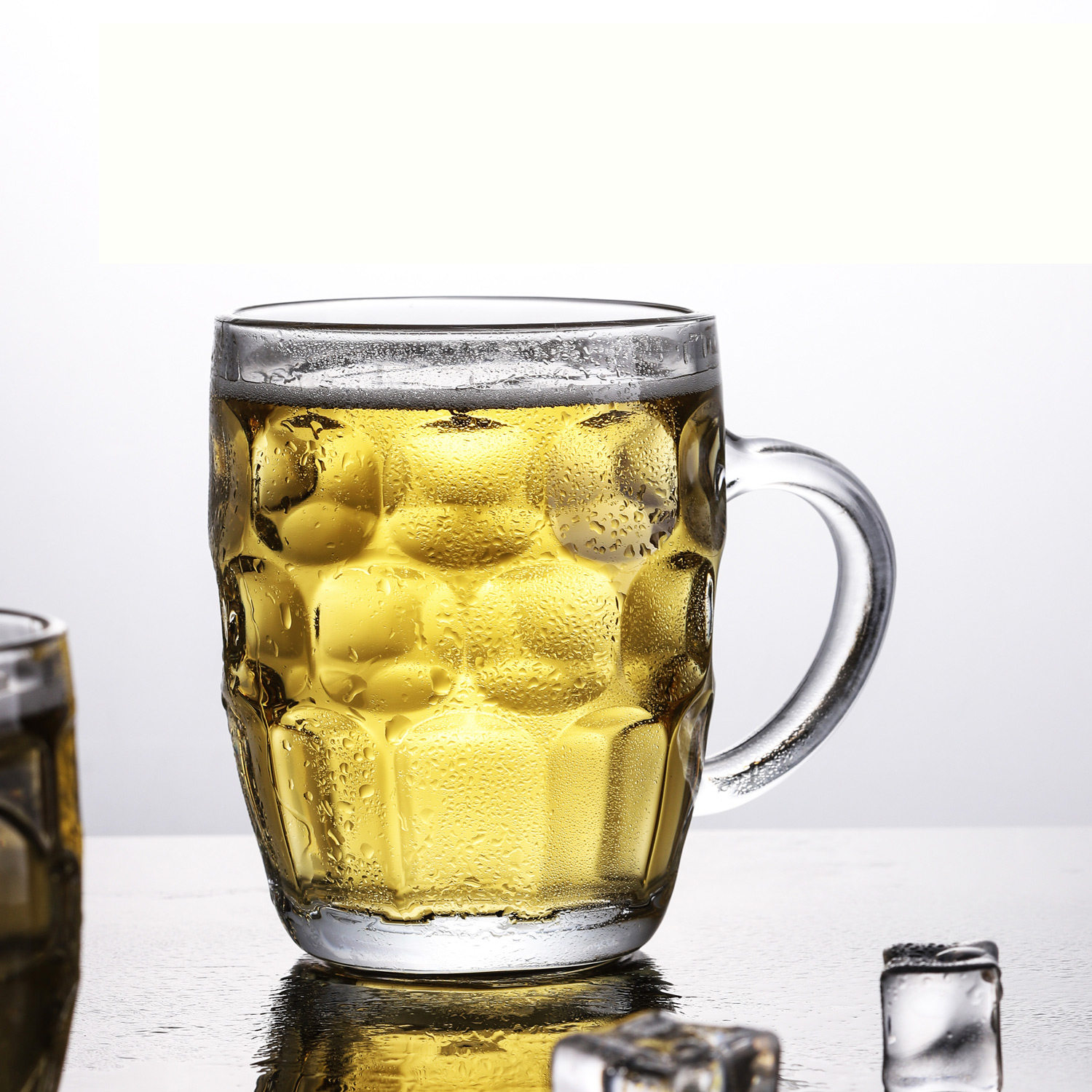 英雄商用扎啤杯1l杯带把酒杯大容量巨型茶杯500ml玻璃杯