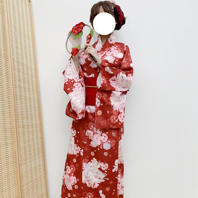 樱花猫猫原创日系和服改良日本和风写真印花浴衣复古蝴蝶结套装