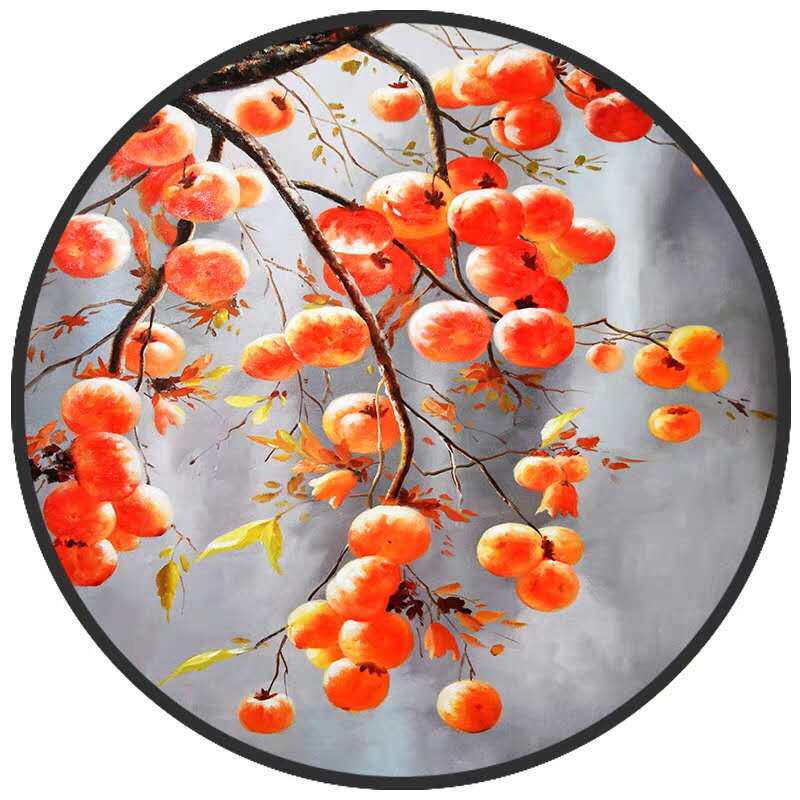 柿子中式酒店书房客厅玄关国画水墨新中式挂画现代装饰画