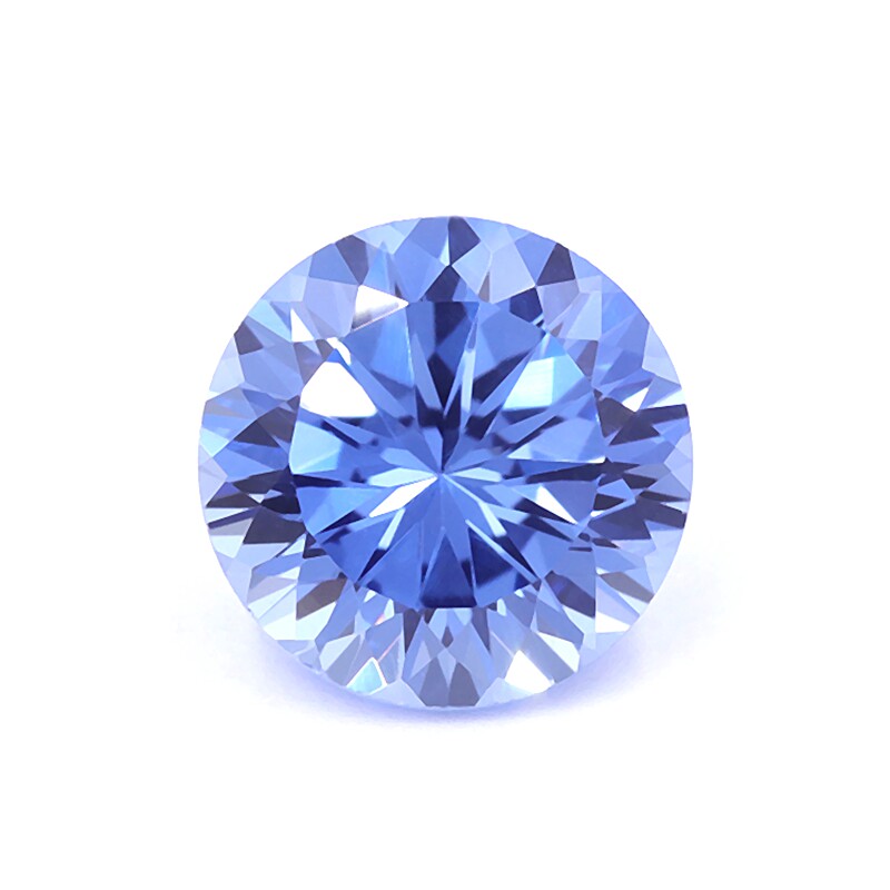 天然矢车蓝宝石圆形培育蓝宝戒指戒面蓝色尖底圆其他