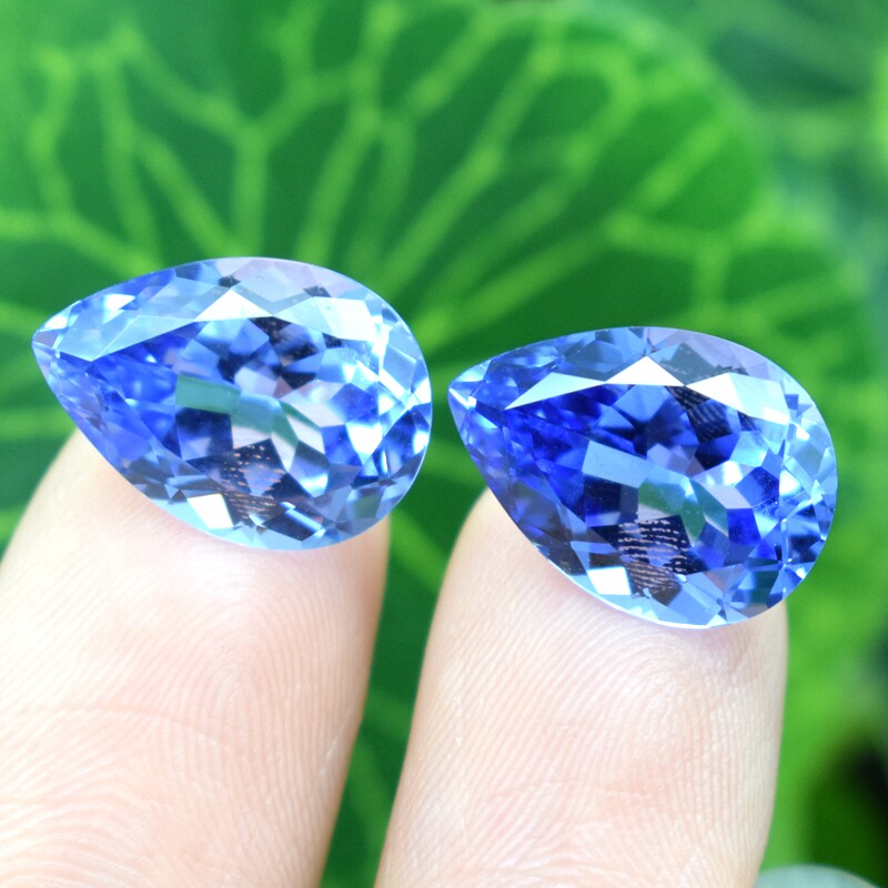 天然坦桑石裸石水滴形矢车蓝宝石蓝色戒指戒面钻石其他