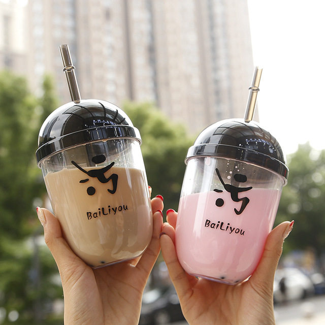 奶茶杯子网红珍珠茶杯塑料可爱学生吸管水杯随手杯