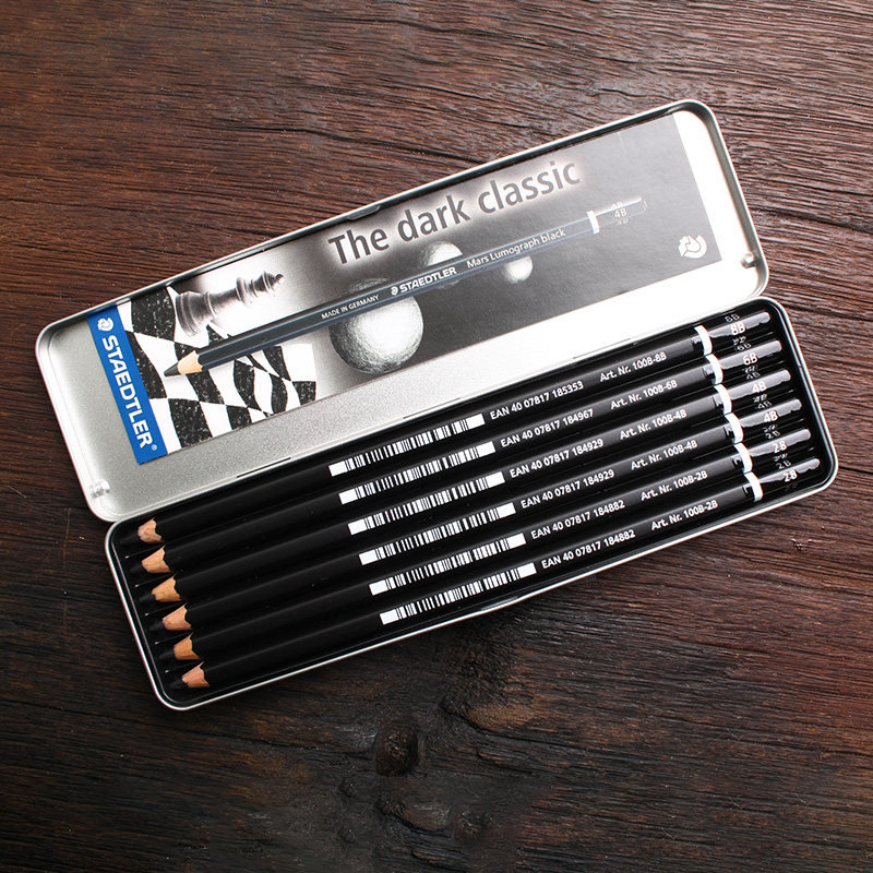 铅笔德国进口staedtler施德楼100b专业绘图素描绘画铅笔