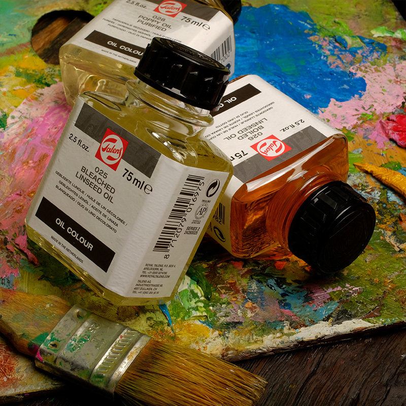 进口talens泰伦斯油画调色linseed亚麻麻油罂粟油慢油画颜料