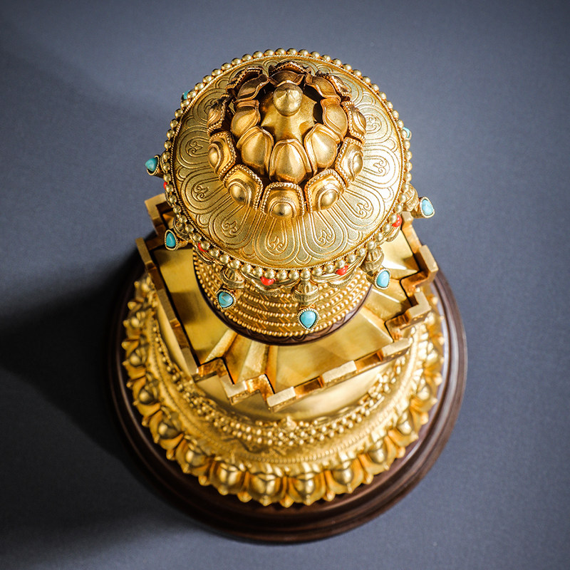 噶当塔佛塔纯铜舍利塔摆件西藏密宗家用佛堂供奉摆件
