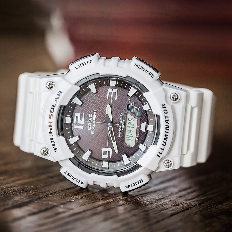 太阳能卡西欧手表男防水夜光学生双显运动电子情侣表aq-s810wc-7a