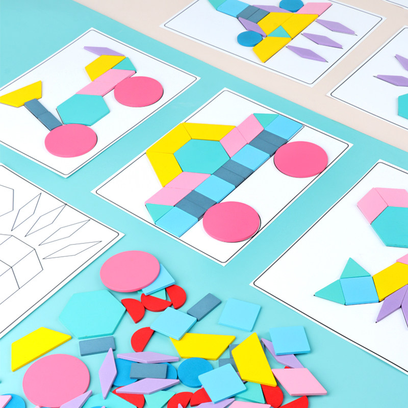 一二二年级学习用品几何图形积木形状拼图儿童蒙氏拼图