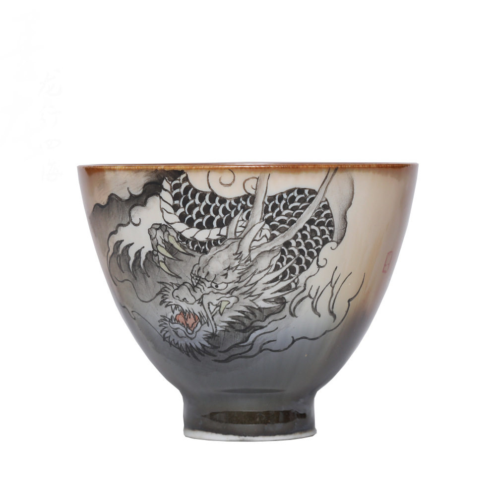 老匠人纯手工景德镇陶瓷主人杯单杯柴烧窑变手绘生肖杯龙茶杯