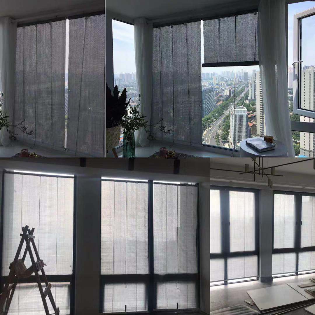 阳台免打孔半透明遮阳帘玻璃防晒隔热降温升降拉卷帘防雨防水窗帘