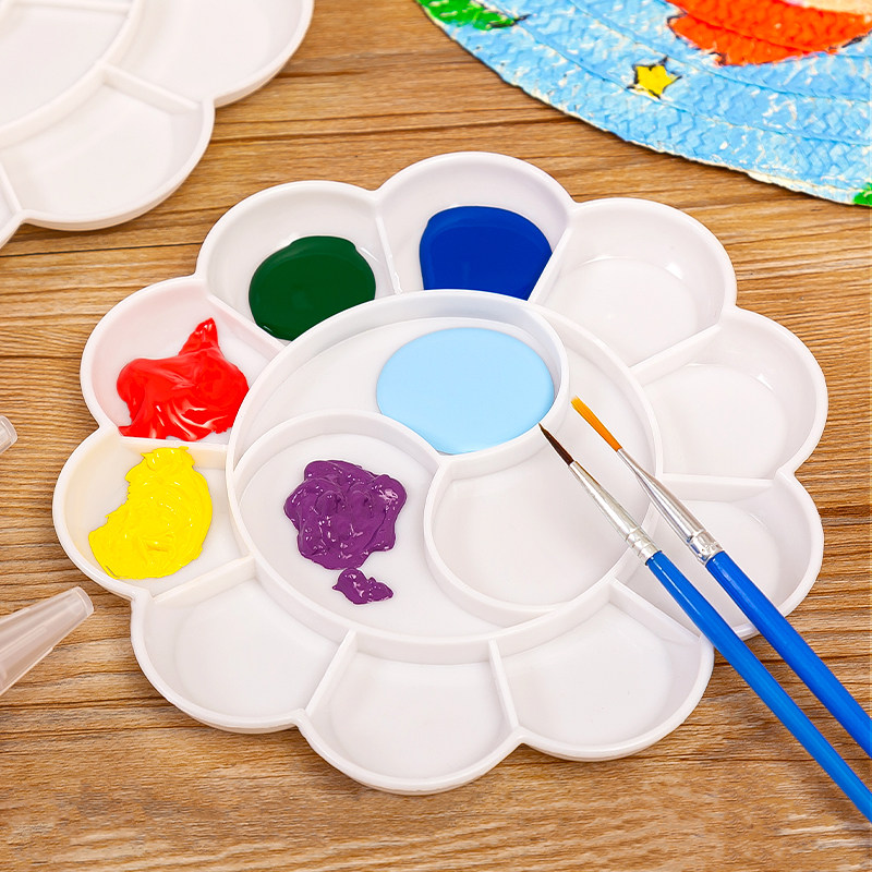 调色盘梅花塑料儿童绘画美术丙烯水粉颜料调色盘