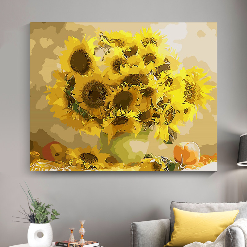 diy数字油画花卉手绘成人植物填色客厅大幅数码diy