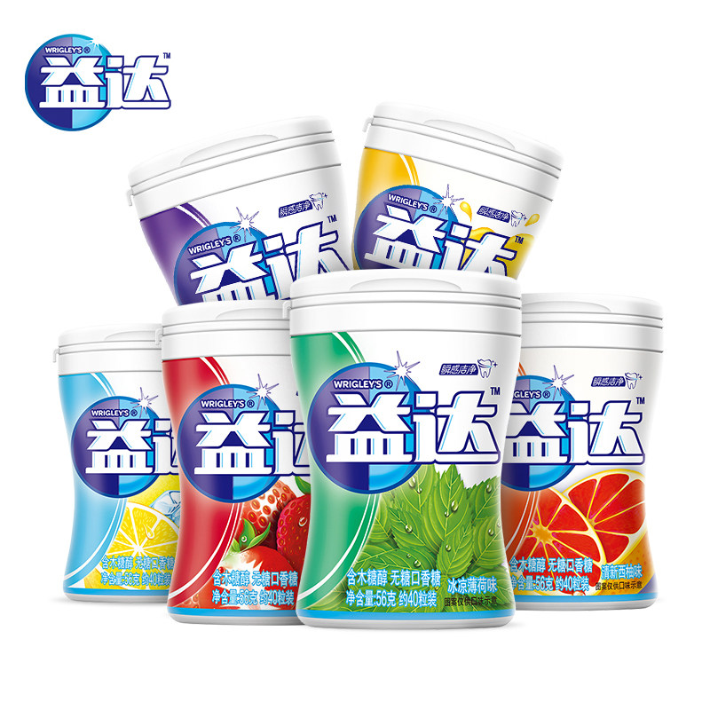 益达无糖口香糖木糖醇约40粒56g清新口气组合口香糖