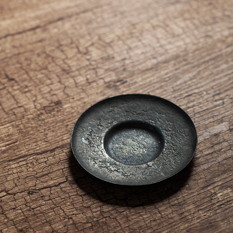 铁打出圆杯垫纯手工蚀铁杯托茶杯隔热垫创意功夫茶具茶道零配杯托