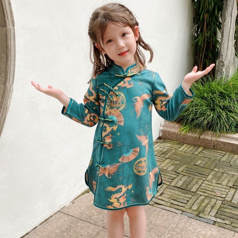 小女孩旗袍春秋秋季洋气女童唐装中国国风儿童旗袍
