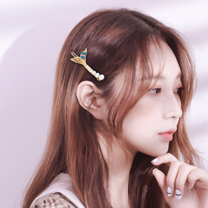 美人美人鱼鱼尾发夹边夹网红超仙气质刘海韩国发饰