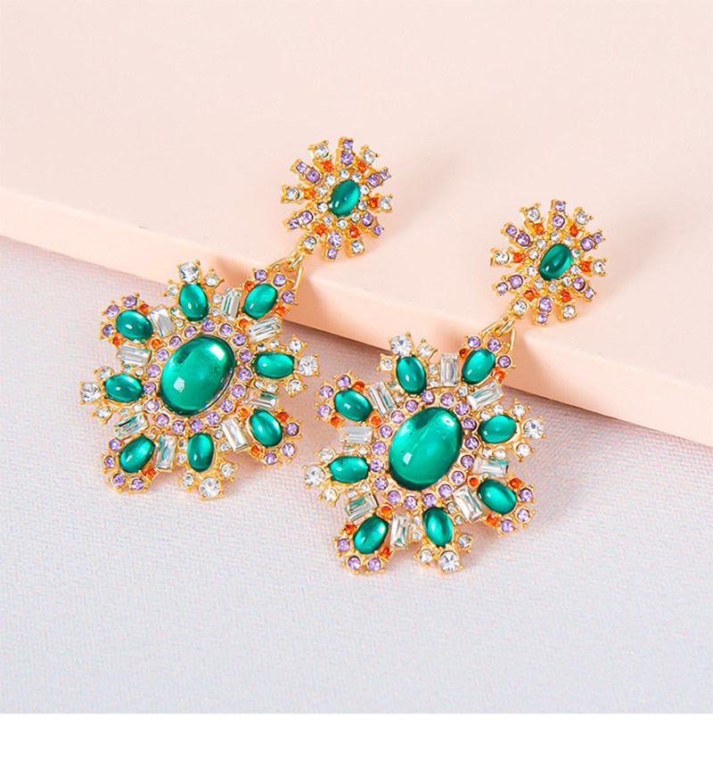 清新百搭花型耳坠合金镶嵌宝石水钻水滴耳饰耳环