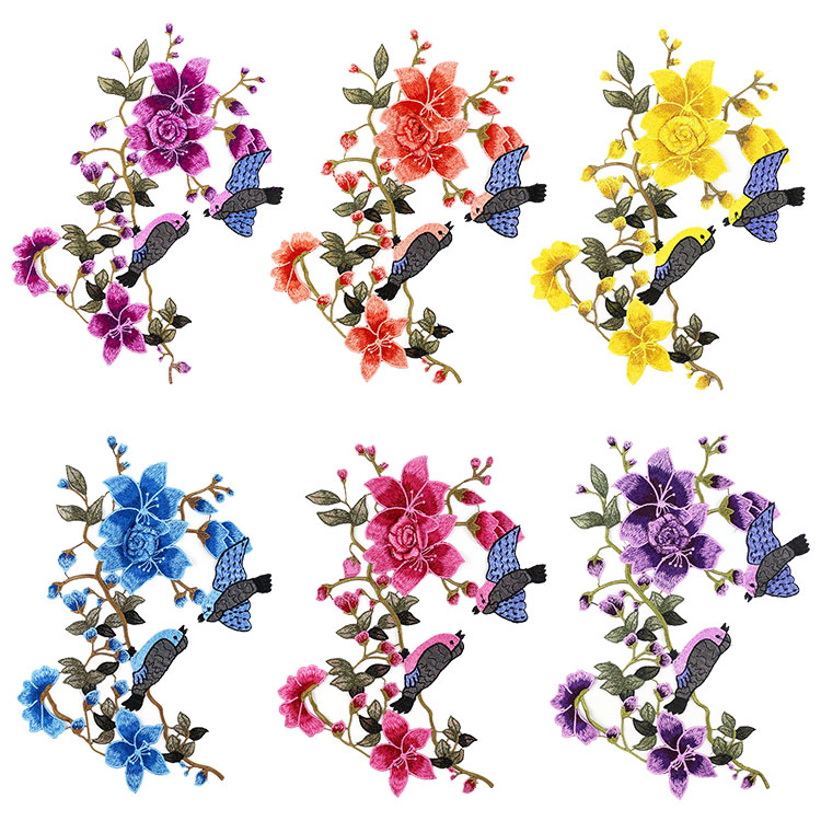 刺绣大号花鸟布贴中国风绣花辅料旗袍礼服手工布贴