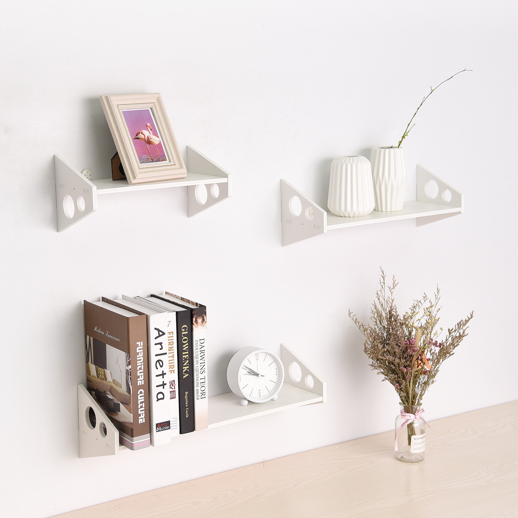 墙上置物架免打孔挂墙壁壁挂卧室客厅电视墙背景墙面装饰一字隔板