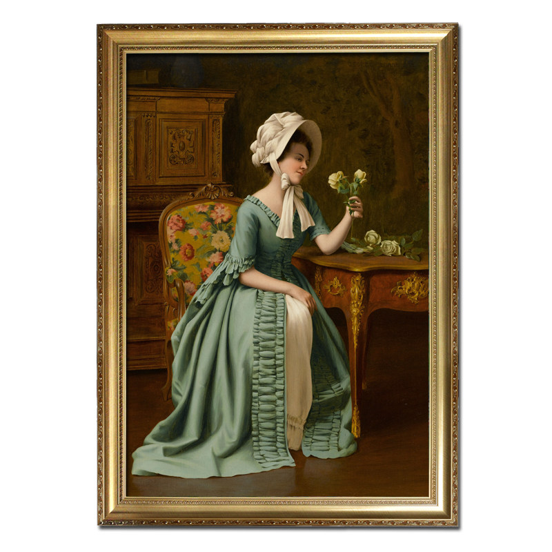 人物欧式油画竖版美女框画玄关卧室饰画尺寸油画