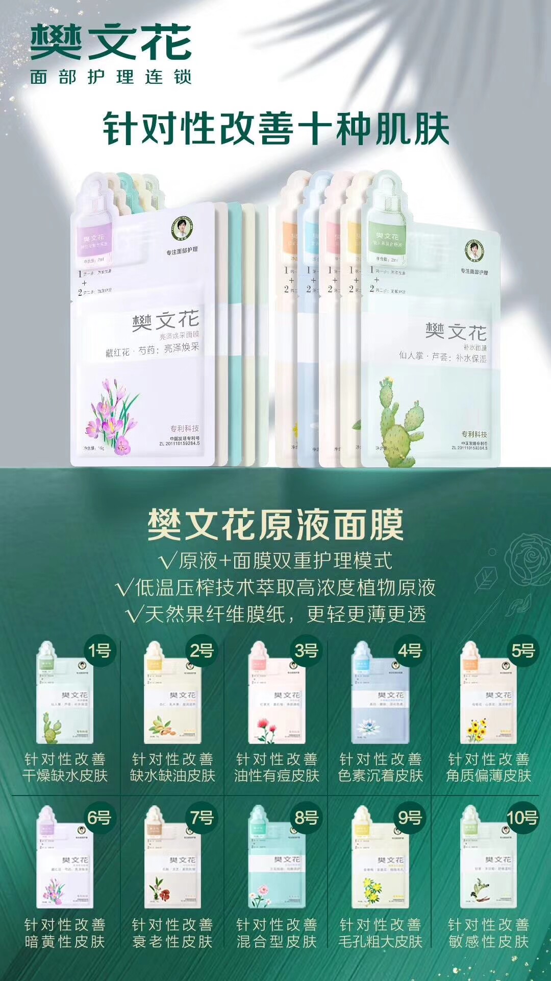 樊文花1号8号非卖面膜芦荟补水保湿三花悦容均衡调理单片非卖面膜