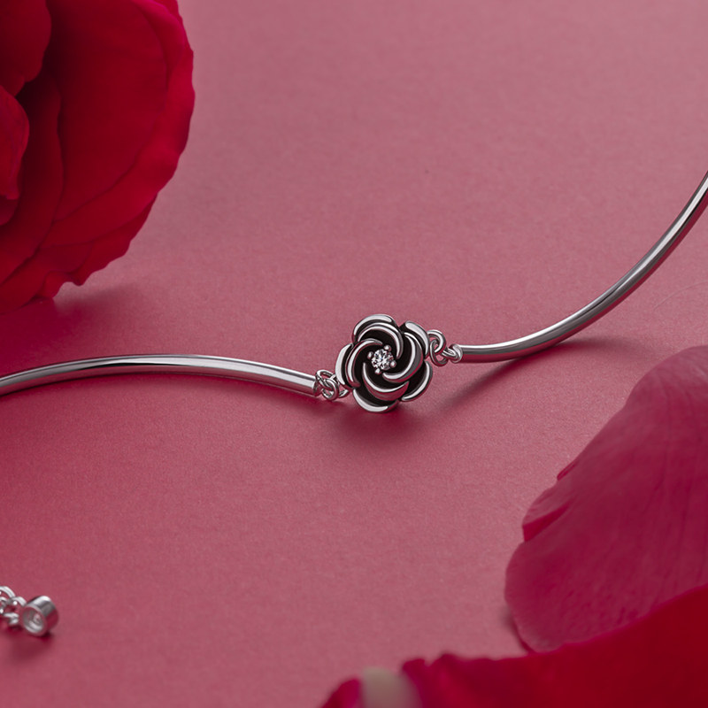 海盗船银饰新款玫瑰复古手链女韩版时尚银手镯女欧美个性气质手饰
