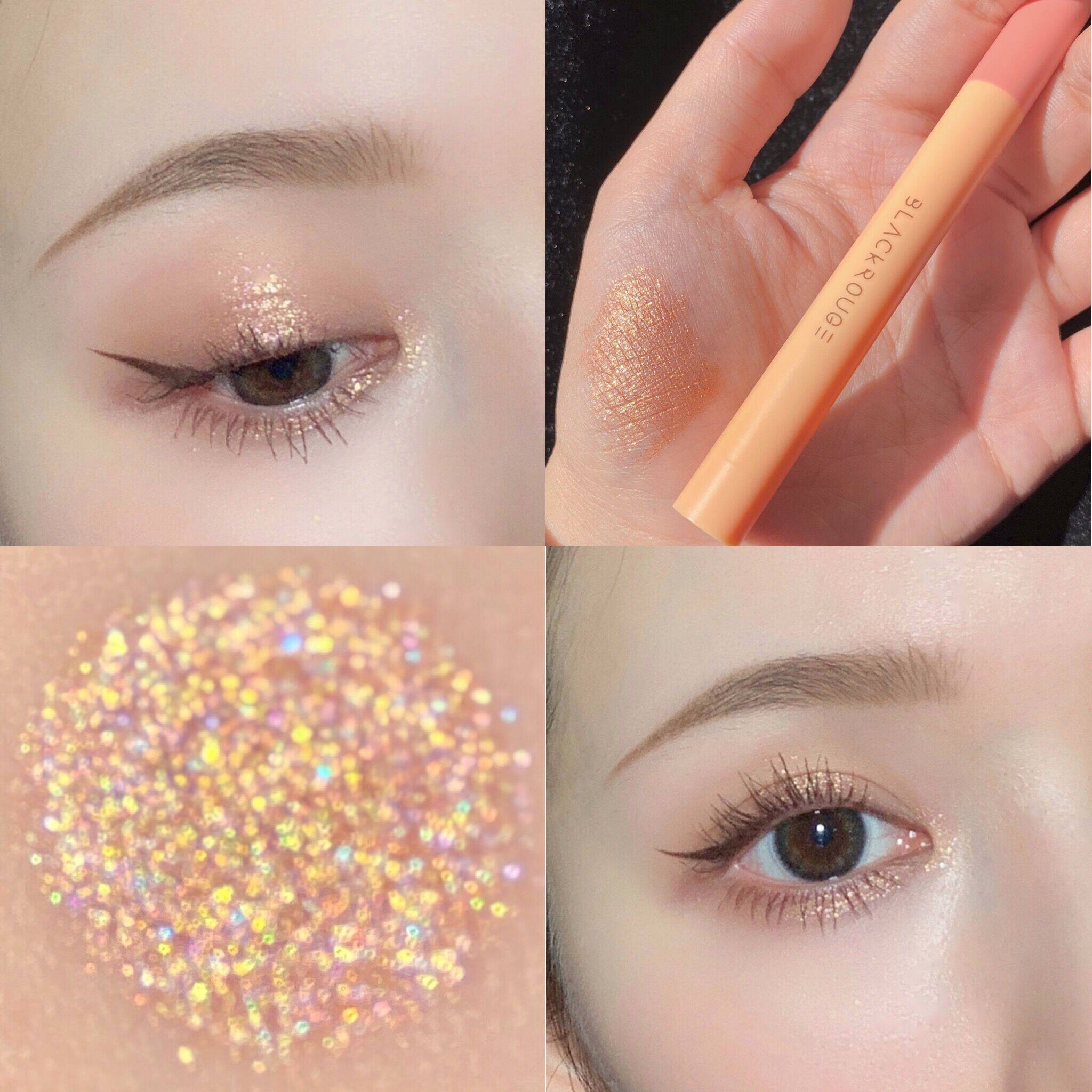 眼影韩国blackrouge蜜桃ss02珠光卧蚕亮片眼线