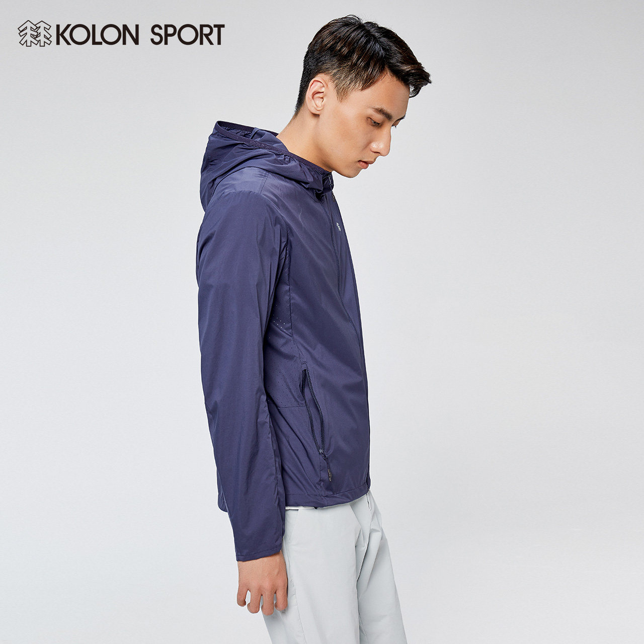 kolonsport可隆皮肤男子轻量泼水防风运动徒步夹克防晒衣
