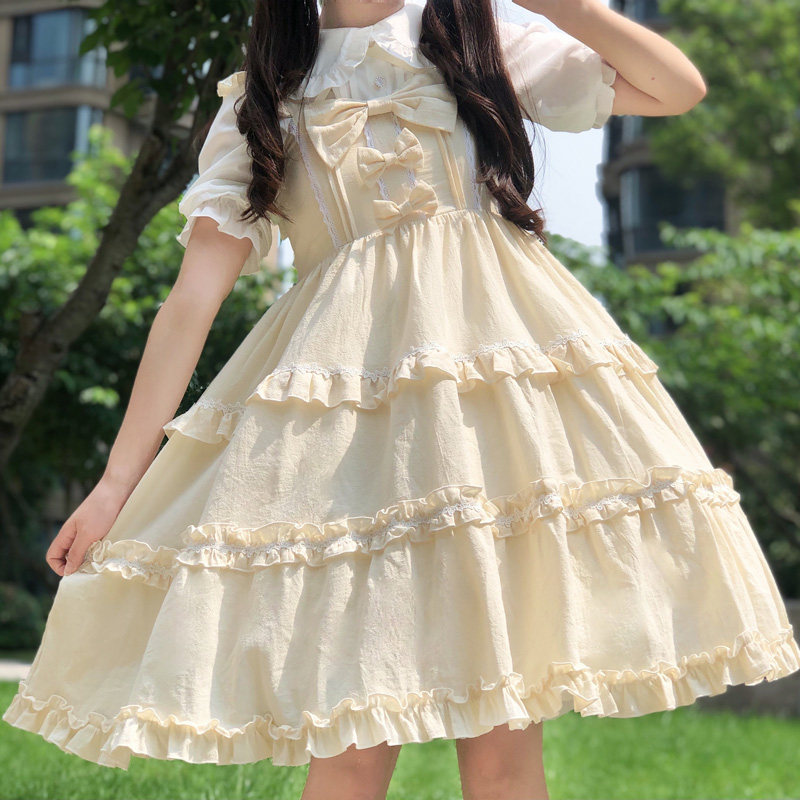 原创正品lolita洋装洛丽塔中古纯色吊带jsk连衣公主裙成人日常秋