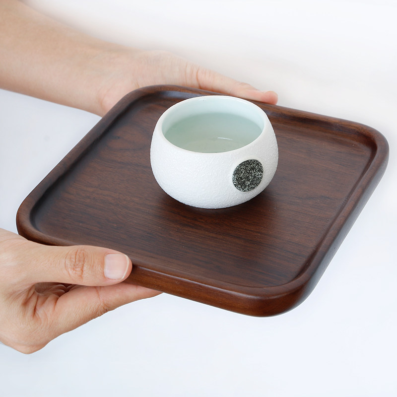 日式胡桃木茶托托盘木质茶水盘子长方形家用客厅盘
