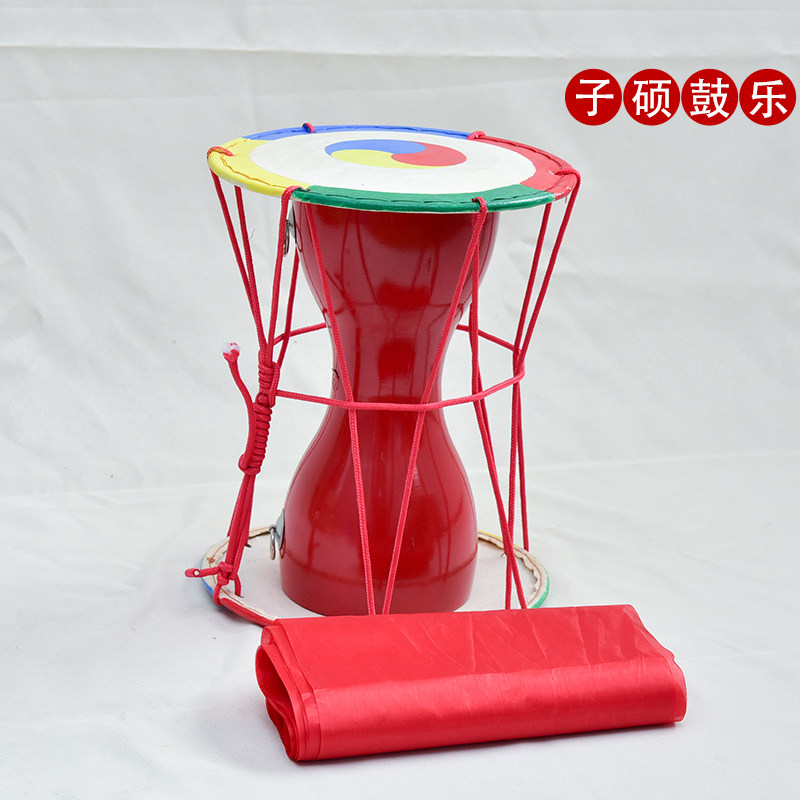 儿童牛皮拉绳朝鲜长鼓迷你鲜族道具腰鼓彩绘腰鼓