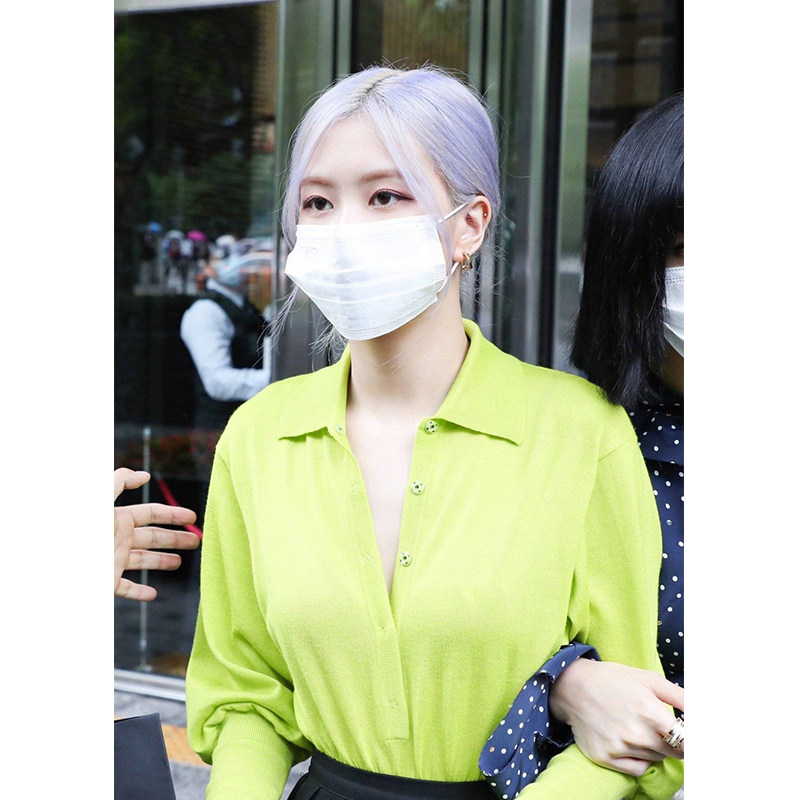 长袖blackpink朴彩rose同款荧光绿色针织套头宽松毛针织衫