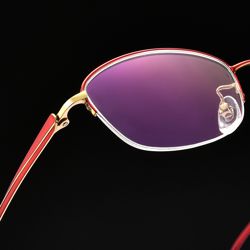 纯钛女士半框眼镜架超轻商务视加散光度数变色定制成品光学镜