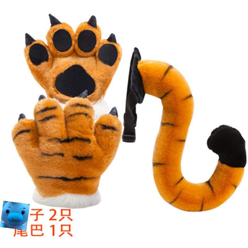 2022虎年春晚赵丽颖同款仿虎头发箍仿虎爪手套尾巴儿童玩具仿老虎