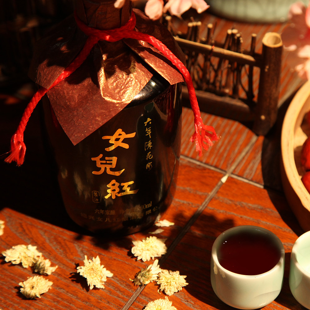 黄酒女儿红绍兴六年陈泡阿胶糯米花雕整箱500ml传统黄酒