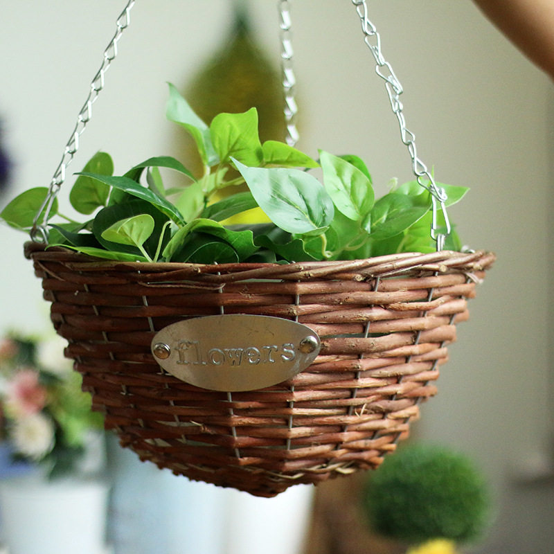 植物手工柳编吊篮多肉悬挂挂花盆花绿萝吊兰花盆