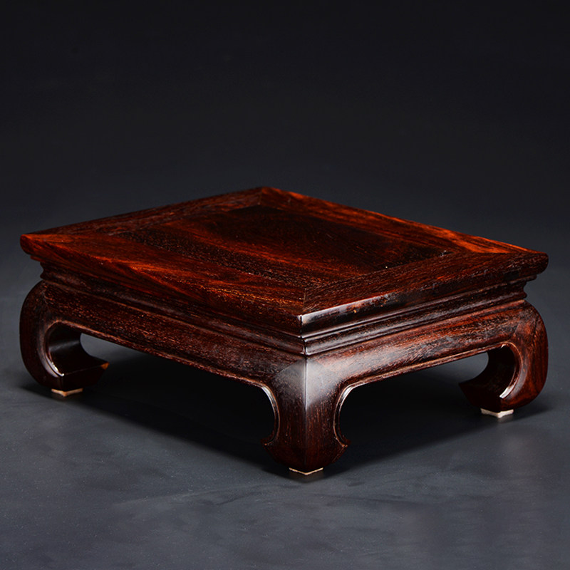 底座印度小叶紫檀茶杯红木花盆插花木雕家居摆件