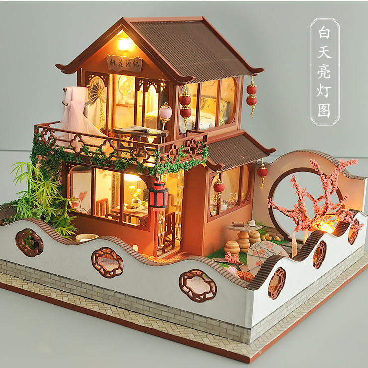 古风模型小屋子diy手工小房子桃花源记古代庭院建筑