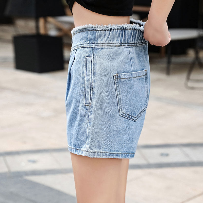 牛仔短裤女夏2019新款百搭阔腿裤显瘦松紧高腰a字宽松微喇叭热裤
