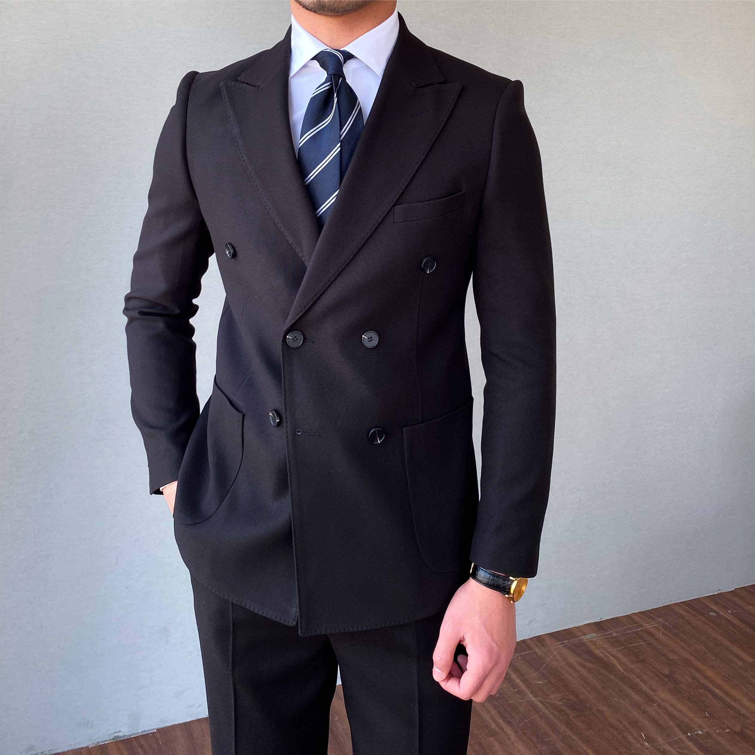 三先生男装意式英伦高定厚西服日系复古时尚秋冬西服套装