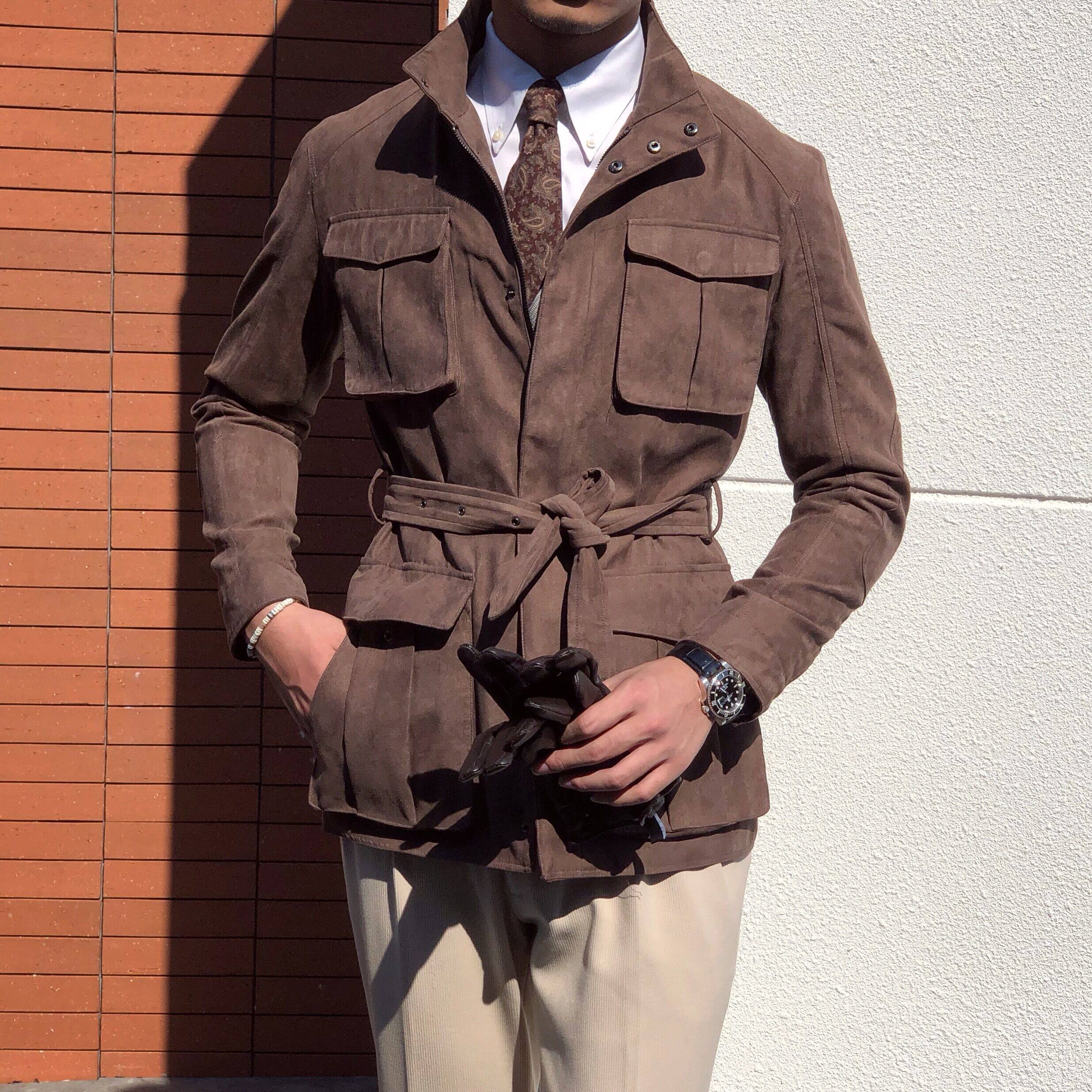 夹克修身休闲拉链上衣男士猎装麂皮夹克