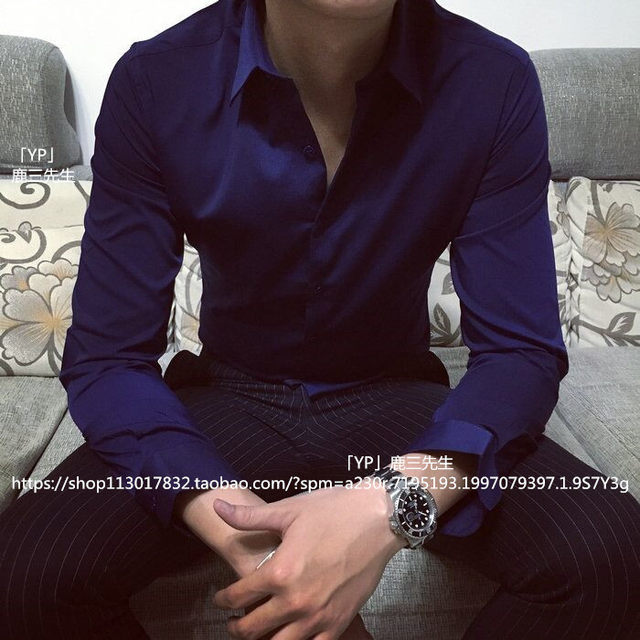 Thin section long-sleeved shirt men's British business slim shirt Korean version of the solid color youth non-iron long-sleeved shirt trendy men Thin section long-sleeved shirt men's British business slim shirt Korean version of the solid color youth non-iron long-sleeved shirt trendy men