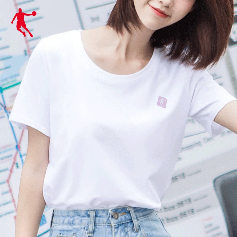 乔丹短袖t恤女2020夏季新款圆领半袖休闲上衣女装跑步健身运动服