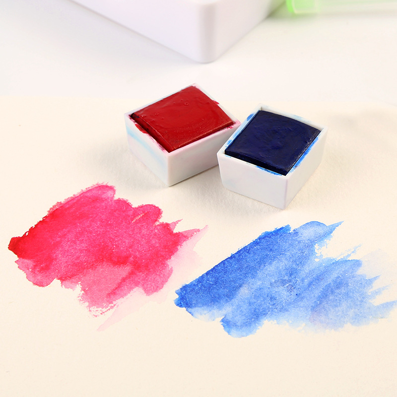 秀普固体水彩画颜料24色学生初学者美术专业手绘水彩颜料