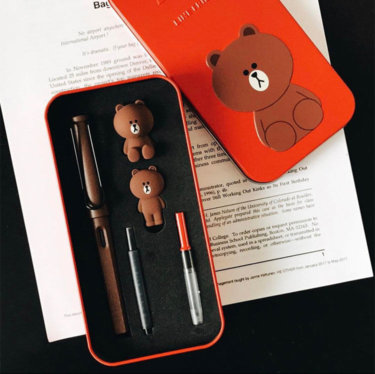 德国lamy凌美布朗熊狩猎者钢笔新版红色铁盒盒装钢笔