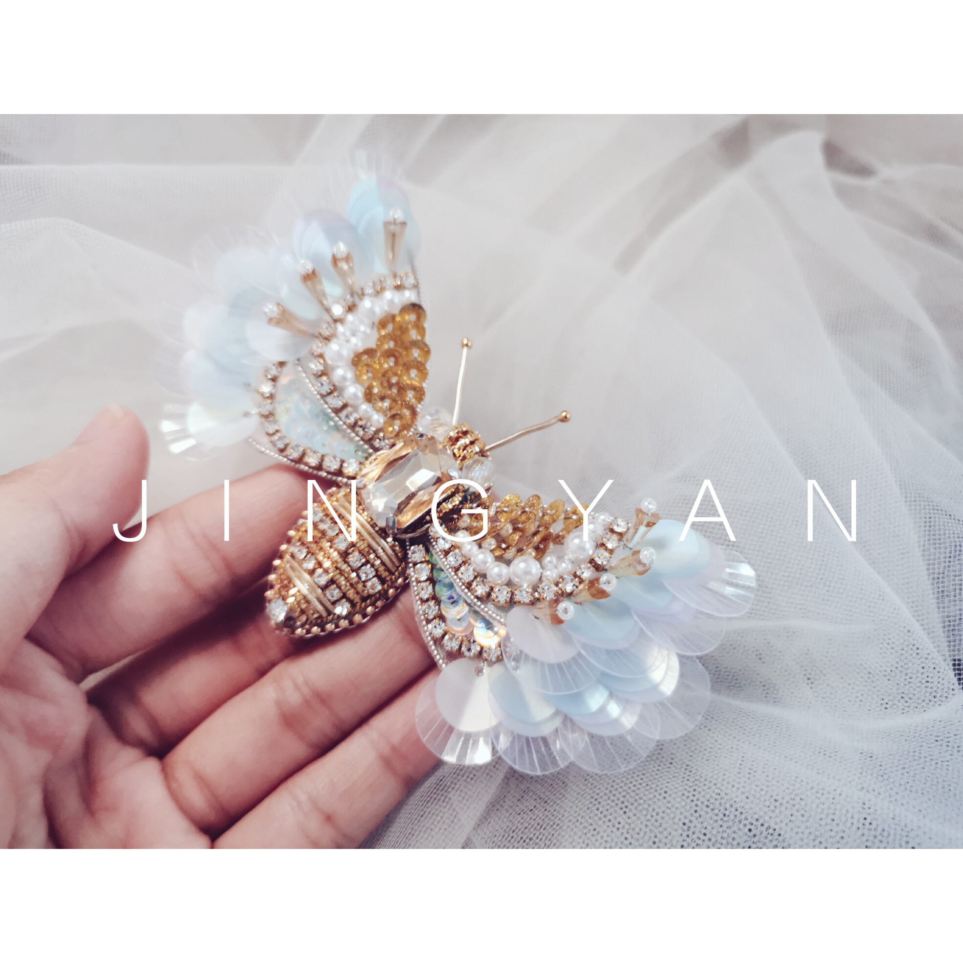 鲸言视频包视频材料diy钉珠立体胸针昆虫刺绣刺绣