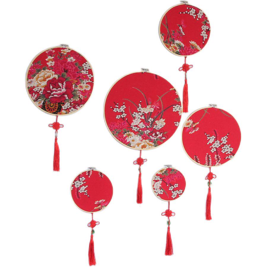 中式婚礼道具装饰装饰布布置吊饰挂件古风绣绷节庆布艺用品