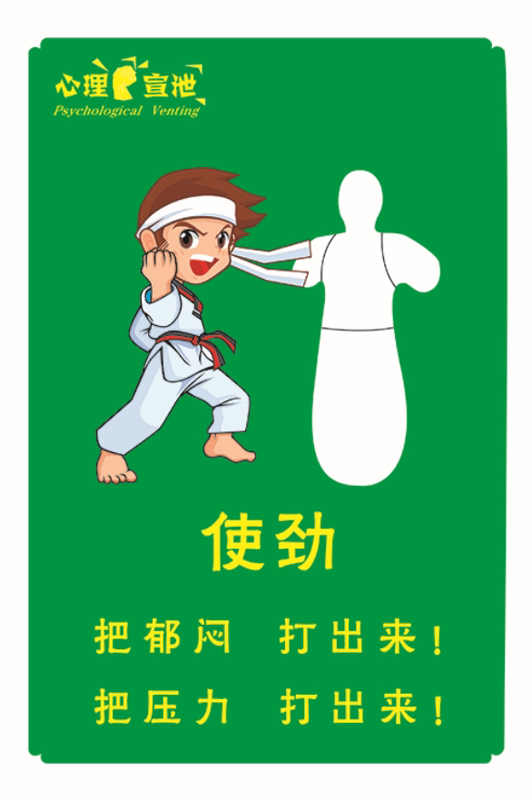 心理咨询宣泄室挂图健康心理情绪宣泄疏导卡通宣传指导示例图