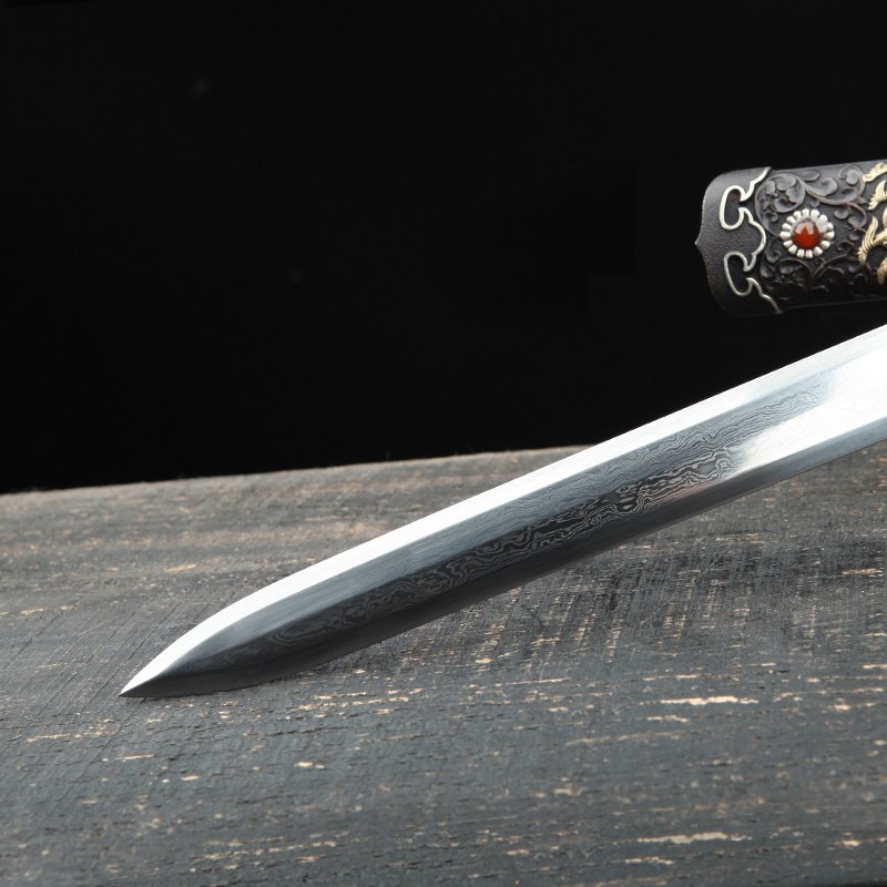 麒麟唐剑彩铜工艺唐横剑兵器花纹钢覆土烧宝剑刀剑