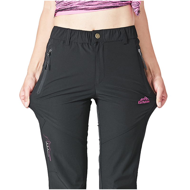 夏季户外速干裤女薄款弹力徒步裤男冰丝大码运动休闲长裤登山裤女