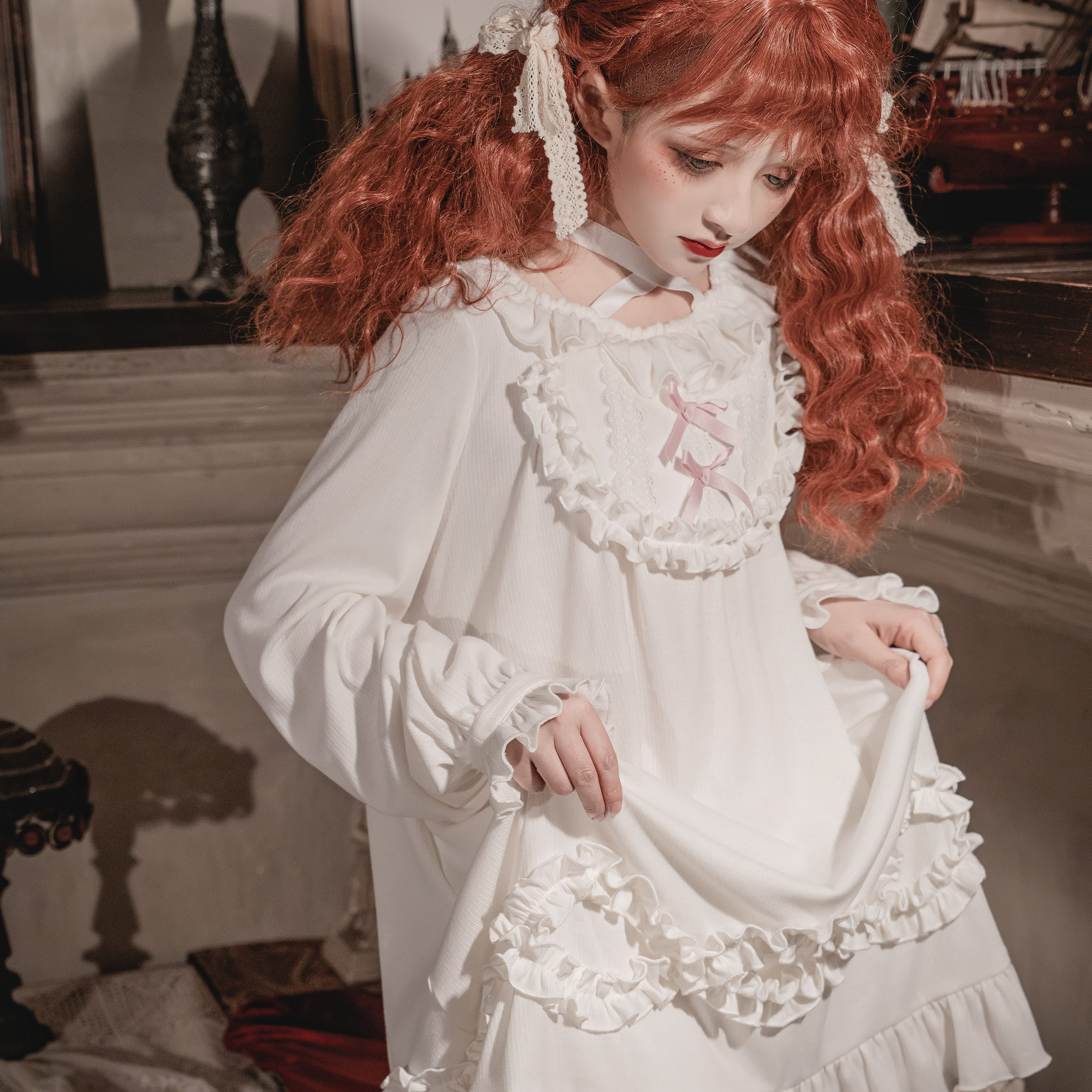 小羊羔一酱草莓lolita睡裙睡袍冬季秋冬睡衣长款洛丽塔